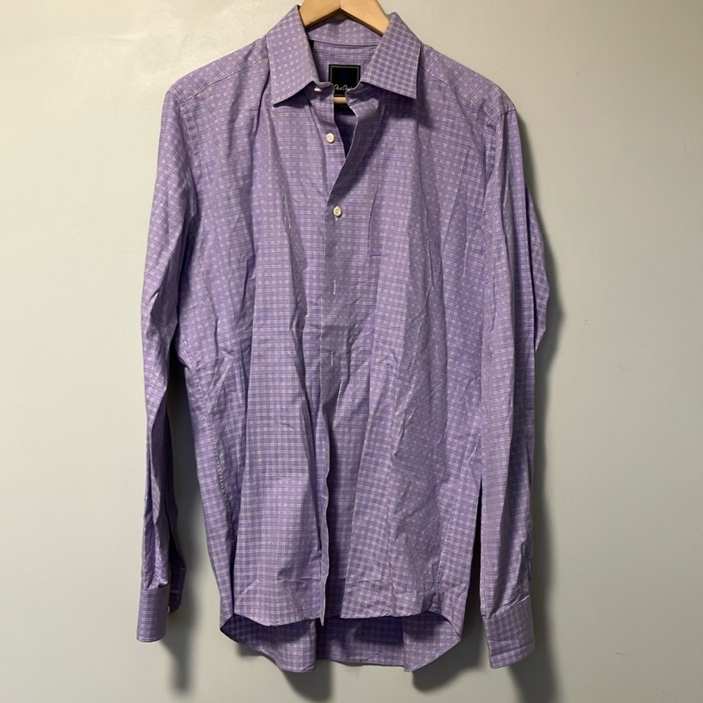 David Donahue Trim Purple Checkered Button Down Shirt